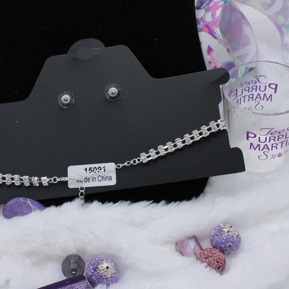 choker Rhinestone Necklace and Earring set - Picture 3 of 3